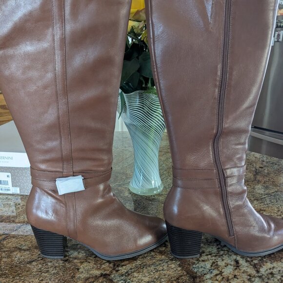 Giani Bernini Rozario Cognac Leather Tall Knee-High Boots - Size 11W, Wide C - Picture 3 of 7